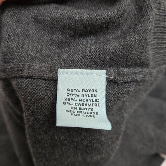 Joan Vass Sweater Womens Large Charcoal gray Toggle Shoulder Detail Soft Cozy - Picture 4 of 14